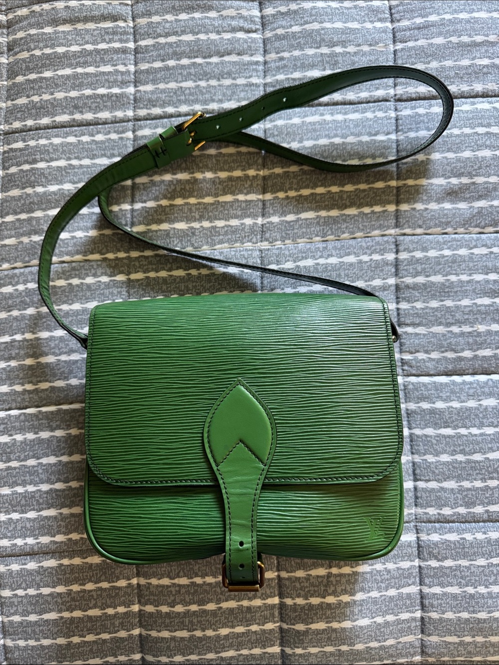 LOUIS VUITTON Epi leather Cartouchiere MM Shoulder Bag Green